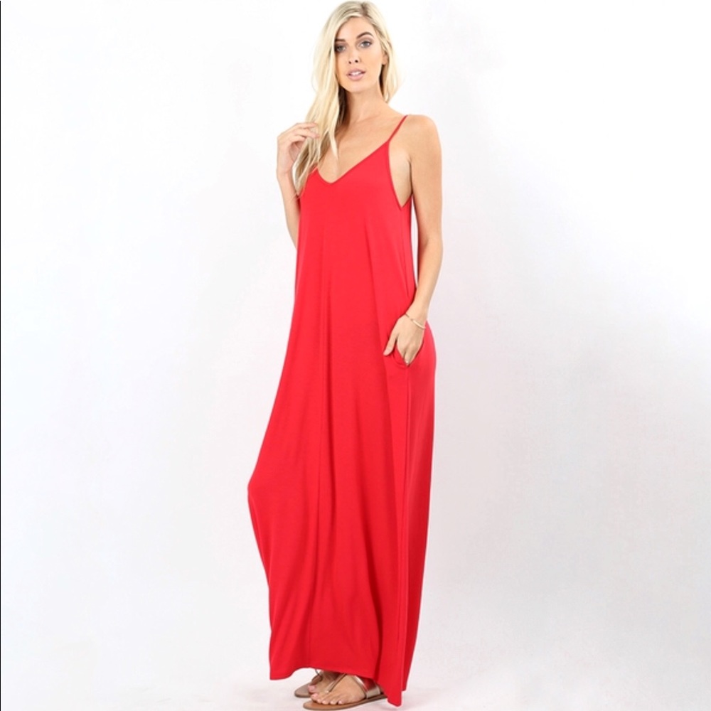LAST Brown Pocket V-Neck Tank Maxi Dress - Picture 8 of 8